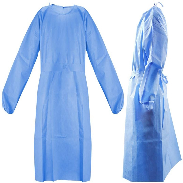 Isolation Surgical Gowns CPE Blue Waterproof Medical Aprons With Long