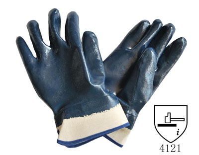 Blue Nitrile work gloves--Globaltextiles.com