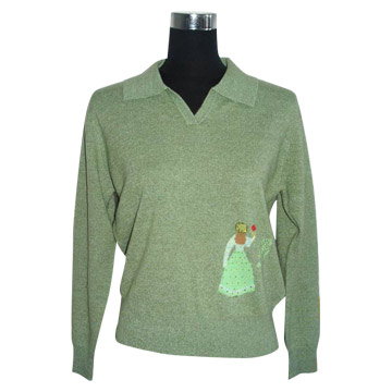 Women's Cashmere Intarsia Sweater--Globaltextiles.com