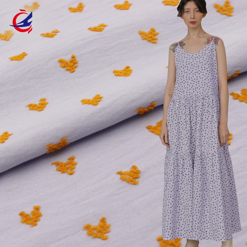 Chiffon  jacquard Cut flowers dress shirt fabric female fashion cloth