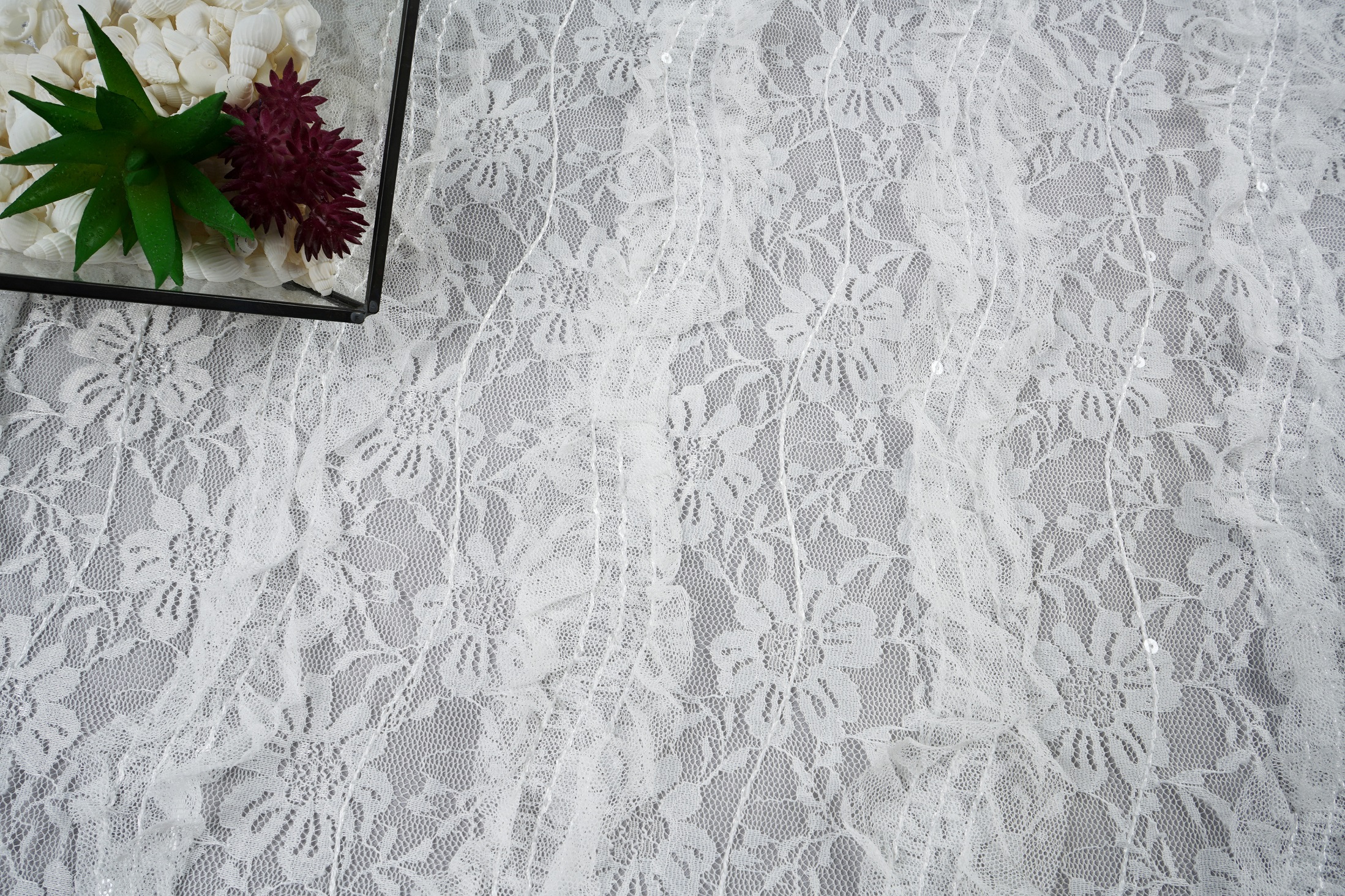 Lace hook embroidery hook edge sequin embroidery mesh lace fabric