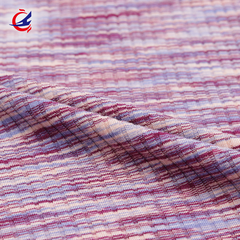 China High Quality Rayon Polyester Garment Loungewear Cardigan Cloth Satin Yarn Dyed Rib Knitted Fabric